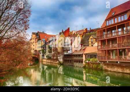 Old buildings and bridge. Nuremberg, Germany Stock Photo