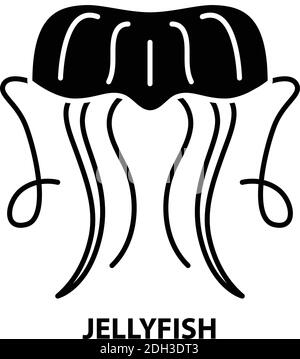 jellyfish icon, black vector sign with editable strokes, concept illustration Stock Vector