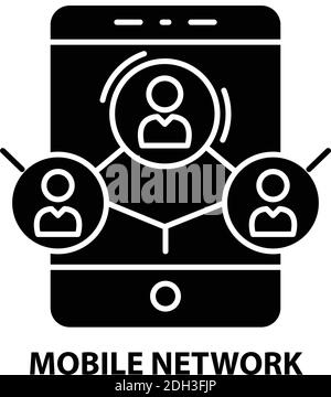mobile network icon, black vector sign with editable strokes, concept illustration Stock Vector