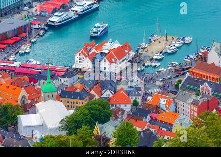 Bergen, Norway view with fish market Stock Photo