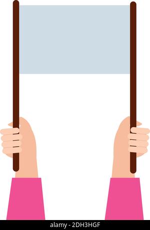 hands lifting protest placard icon vector illustration design Stock Vector