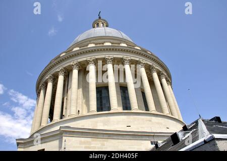 illustration of Pantheon in Paris, France, on July 09, 2017. The Pantheon is a building in the Latin Quarter in Paris. It was originally built as a church dedicated to St. Genevieve and to house the reliquary châsse containing her relics but, after many changes, now functions as a secular mausoleum containing the remains of distinguished French citizens. Photo by Alain Apaydin/ABACAPRESS.COM Stock Photo