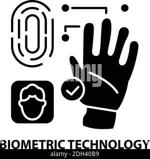 biometric technology icon, black vector sign with editable strokes, concept illustration Stock Vector