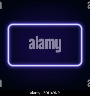 Neon glowing rectangle Fframe for banner on dark background Vector vintage colored lights. Retro neon sign Stock Vector