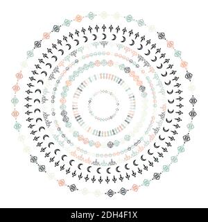 Mandala ethnic ornaments. Tribal line geometric design, aztec style, native americans texile. Vector elements for textures, patterns. Stock Vector