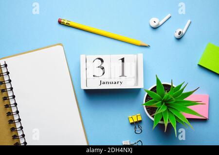 thirty-first day of winter month calendar january. Stock Photo