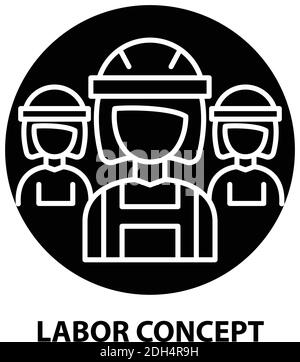 labor concept icon, black vector sign with editable strokes, concept illustration Stock Vector