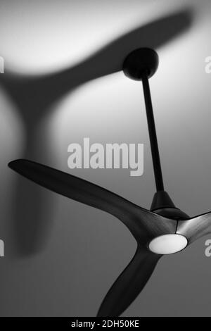 Ceiling Fan with Rotating Blades and Shadows B&W Stock Photo - Alamy