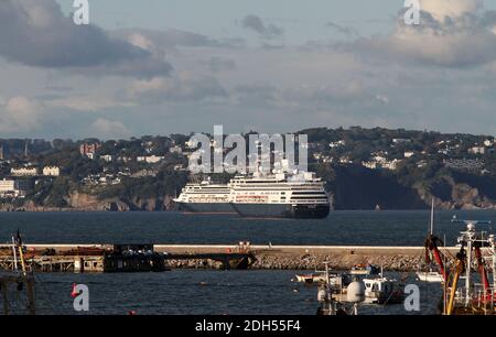 Torbay, Devon, England: Holland America cruise liners, Volendam and Zaandam, moored in the bay owing to the global coronavirus / covid-19 pandemic. Stock Photo