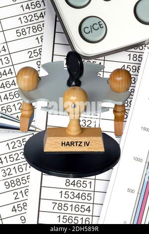 Stempel mit der Aufschrift: Hartz IV, Arbeitslos, Jobsuche, Stock Photo