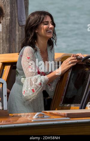 Javier Bardem, Penelope Cruz take a boat to going to the photocall of the movie 'Loving Pablo' at the 74th International Film Festival of Venice (Mostra), Venice, on september 6, 2017. Photo by Marco Piovanotto/ABACAPRESS.COM Stock Photo