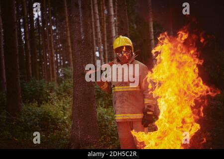 Firefighter portrait Stock Photo