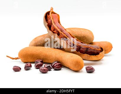 Tamarind isolated on a white background. Closeup Stock Photo