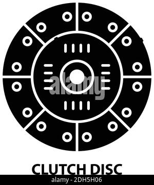 clutch disc icon, black vector sign with editable strokes, concept illustration Stock Vector