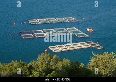 fisheries in the sea of Igoumenitsa, Greece (squares) Stock Photo