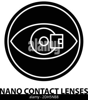 nano contact lenses icon, black vector sign with editable strokes, concept illustration Stock Vector