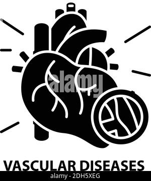 vascular diseases icon, black vector sign with editable strokes, concept illustration Stock Vector