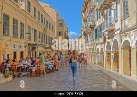 Sunny day at old city center Corfu Greece Stock Photo