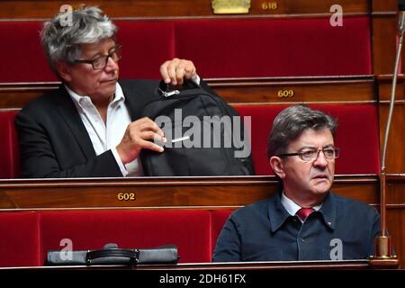 Far-left french politician Jean-Luc Melenchon attending Special Session at the National Assembly, with debates on the anti-terrorism bill in Paris, France, on September 25, 2017. Photo by Christian Liewig/ABACAPRESS.COM Stock Photo