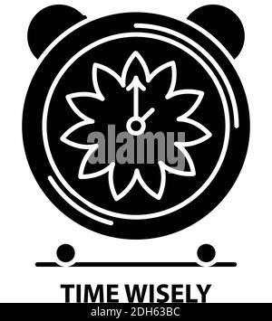 time wisely icon, black vector sign with editable strokes, concept ...
