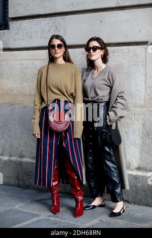 Street style, sisters Sylvia and Julia Haghjoo arriving at Jean-Paul ...