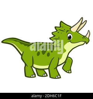 Vector illustration of cute cartoon triceratops dinosaur. Isolated object for design element Stock Photo
