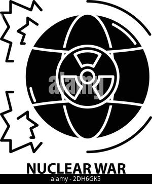 nuclear war icon, black vector sign with editable strokes, concept illustration Stock Vector