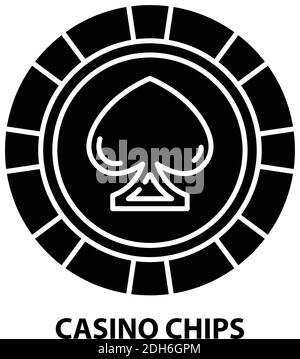 casino chips icon, black vector sign with editable strokes, concept illustration Stock Vector