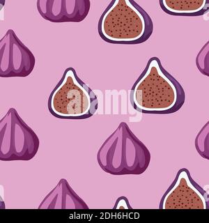 Seamless pattern with cute doodle figs fruits. Stock Vector