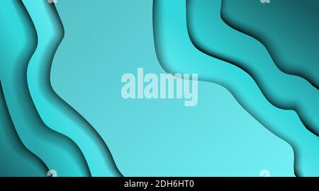 Blue wavy texture design with shadow. abstract vector background illustration Stock Vector