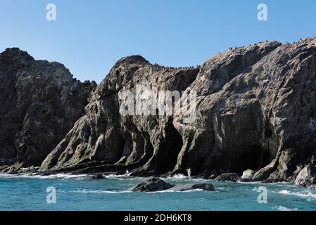 Cave shelter where Shackleton crew survived, Point Wild, Elephant Island, Antarctica Stock Photo