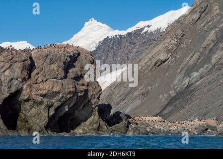 Cave shelter where Shackleton crew survived, Point Wild, Elephant Island, Antarctica Stock Photo