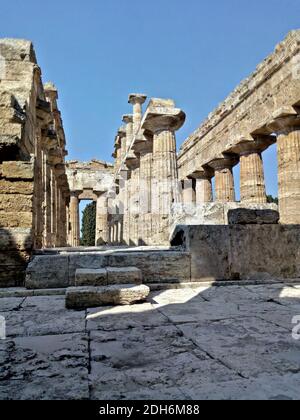 Temple of Athena in Paestum, Campania, Italy Stock Photo