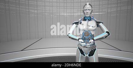 Humanoid Robot Stethoscope Stock Photo