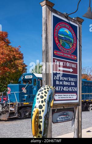 Blue Ridge Scenic Railway Depot on a beautiful autumn day in the Blue ...