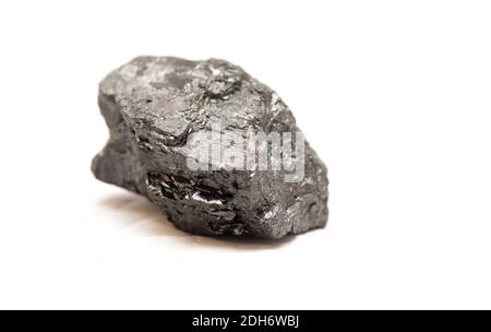 bituminous coal sample on a white background Stock Photo