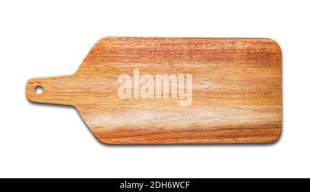 Wooden cutting board isolated on white Stock Photo