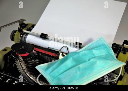 old typewriter on the table Stock Photo