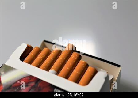 cigarettes in box Stock Photo