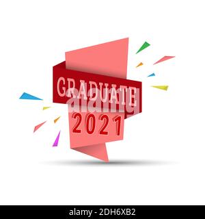 Colorful banner with the inscription GRADUATE 2021. Stock illustration. Stock Vector