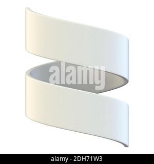 White blank helix ribbon tag label 3D render illustration isolated on ...