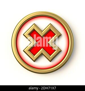 Golden red circle check mark 3D Stock Photo