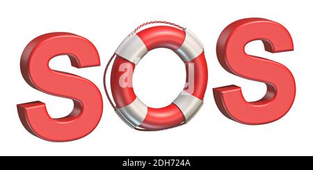 Lifebuoy SOS sign 3D Stock Photo