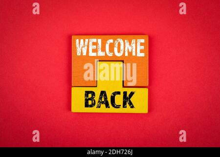 Welcome back. Business, marketing and service concept. Text on colored blocks Stock Photo