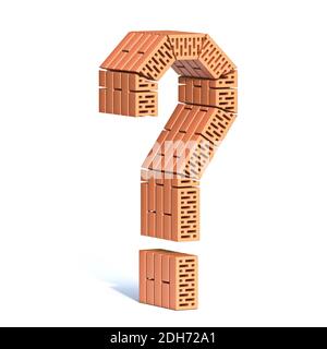 Brick wall font Question mark 3D render illustration isolated on white ...