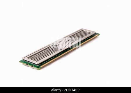RAM for PC, isolated on white. Memory module close-up Stock Photo