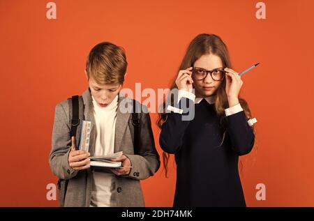 Education for kids. Skills and knowledge. Child care. Private college. Nerd lifestyle. Cute kid studying. Basic education. School education concept. Student with book. Learning foreign language. Stock Photo