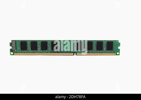 RAM for PC, isolated on white. Memory module close-up Stock Photo