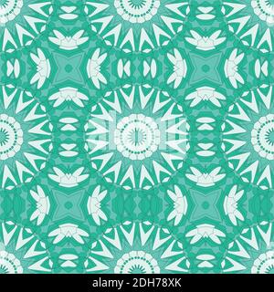 Ethnic seamless vector pattern. Green geometric flower mandalas. Can be used for design of fabric, covers, wallpapers, tiles. Stock Vector