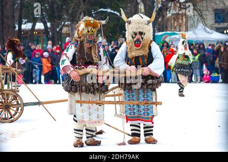 Traditional Kukeri costume festival in Bulgaria Stock Photo